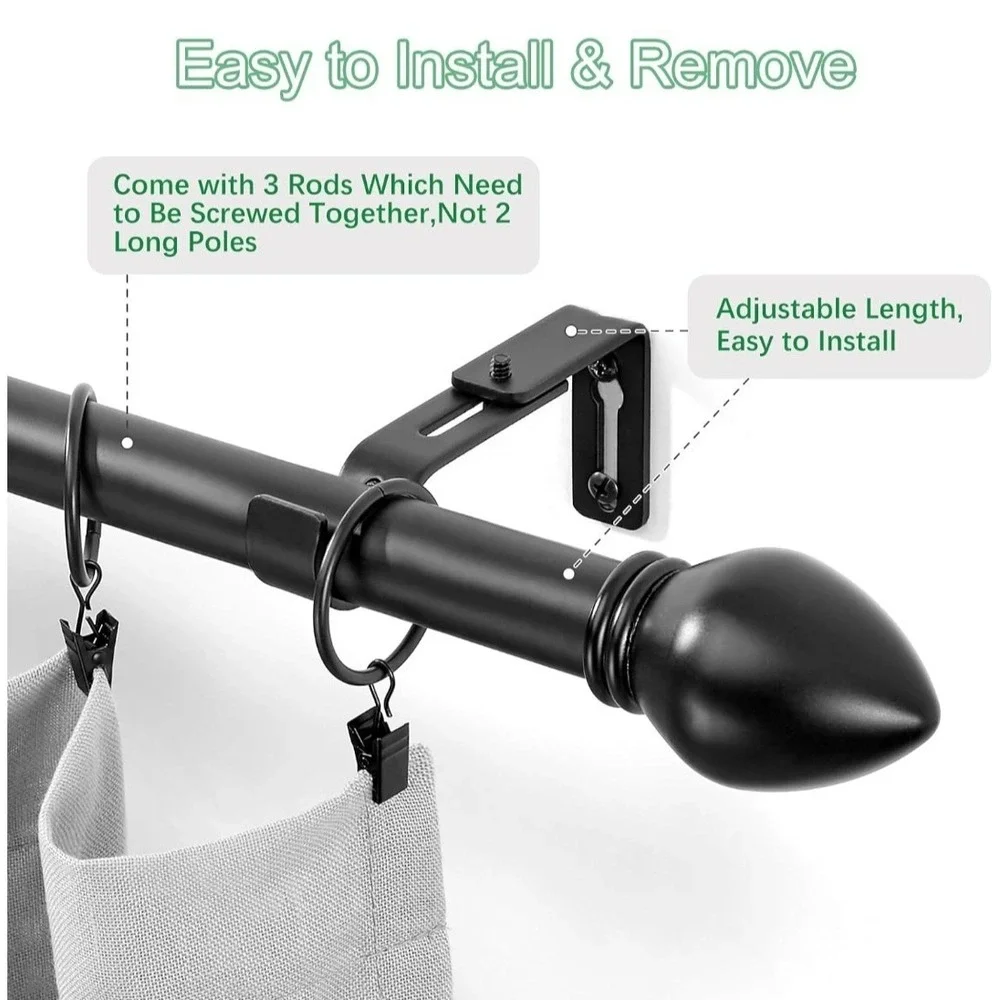 Curtain Rods for Windows 16 to 48 inches, Curtain Rod Max Adjustable Length...